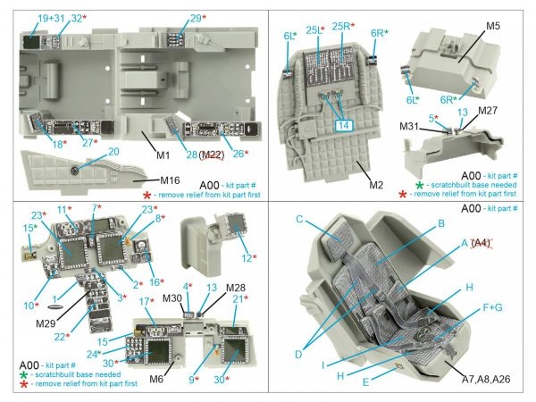Quinta Studio QD35104 AH-64DI Saraf 3D-Printed &amp; coloured Interior on decal paper (Takom) 1/35
