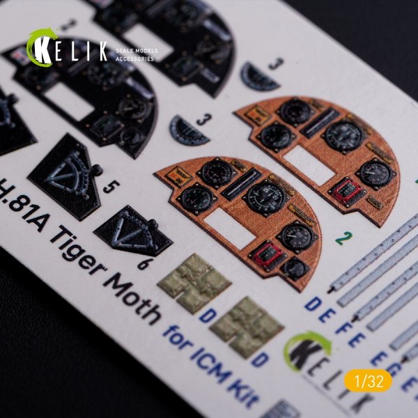 KELIK K32021 DH.81A Tiger Moth - Interior 3D Decal for ICM kit 1/32