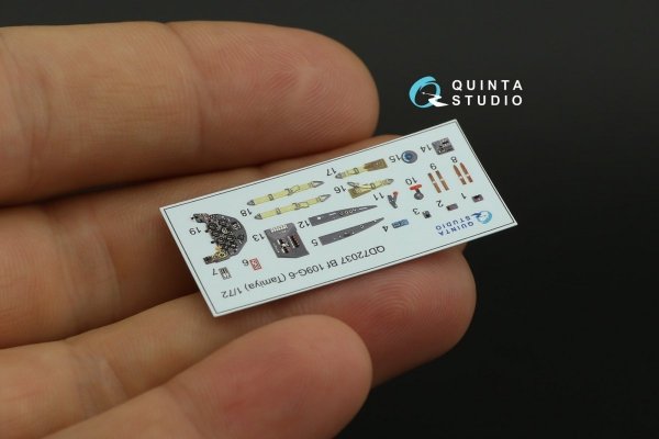 Quinta Studio QD72037 Bf 109 G-6 3D-Printed &amp; coloured Interior on decal paper (Tamiya) 1/72