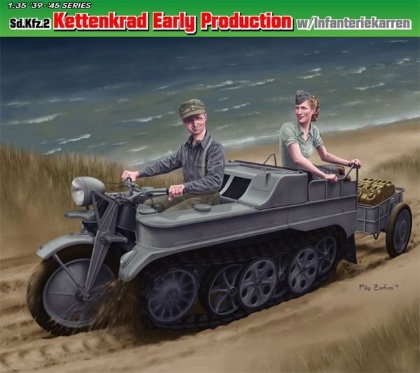 Dragon 6341 Sd.Kfz.2 Kettenkrad Early Production w/Infanteriekarren 1:35