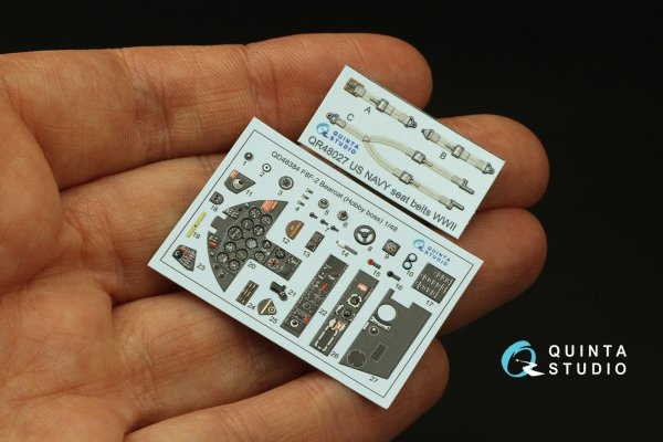 Quinta Studio QD48384 F8F-2 Bearcat 3D-Printed &amp; coloured Interior on decal paper (Hobby Boss) 1/48