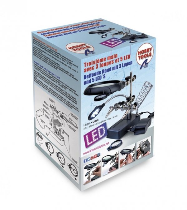 ARTESANIA LATINA 27022-3 Szkło powiększające z uchwytami i oświetleniem