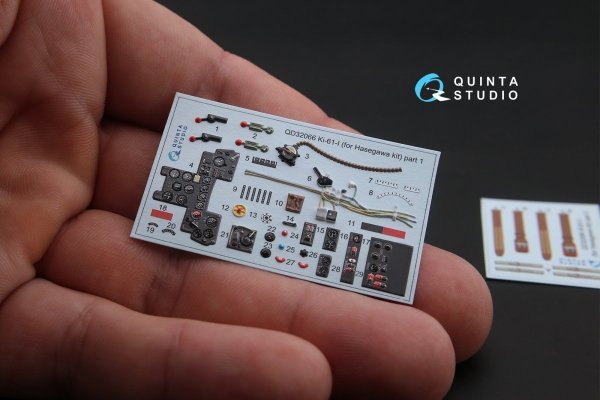 Quinta Studio QD32066 Ki-61-I 3D-Printed &amp; coloured Interior on decal paper (for Hasegawa kit) 1/32