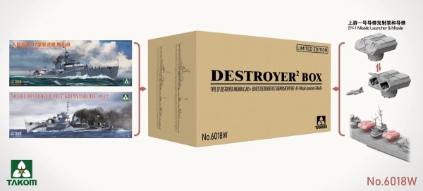 Takom 6018W Destroyer2 Box Type 07 Destroyer Anshan Class + Soviet Destroyer Pr.7 Gremyashchiy 1942 + SY-1 Missile Launcher &amp; Missile (Limited Edition) 1/350