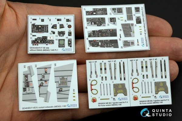 Quinta Studio QD48370 F-4E late without DMAS 3D-Printed &amp; coloured Interior on decal paper (Meng) 1/48