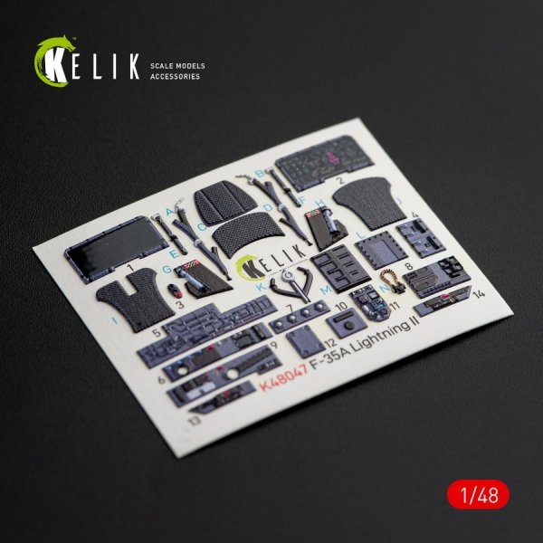 KELIK K48047 F-35A LIGHTNING II INTERIOR 3D DECALS FOR KITTY HAWK KIT 1/48