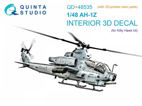 Quinta Studio QD+48535 AH-1Z Zulu Cobra/Viper 3D-Printed &amp; coloured Interior on decal paper (KittyHawk) (with 3D-printed resin parts) 1/48