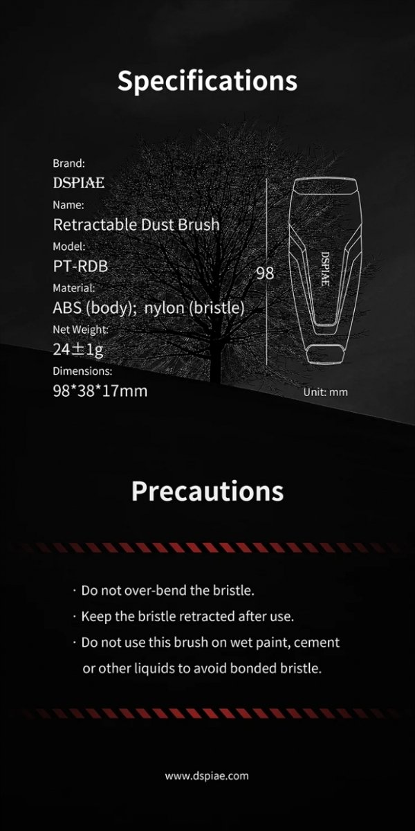 DSPIAE PT-RDB Retractable Dust Brush / Wysuwana szczoteczka do kurzu
