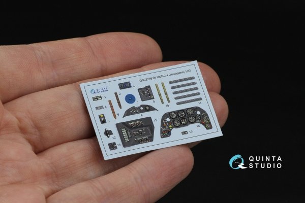 Quinta Studio QD32256 Bf 109F2/F4 3D-Printed &amp; coloured Interior on decal paper (Hasegawa) 1/32