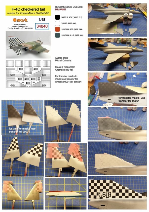 Omask 34040 F-4C checkered tail masks for Zoukei-Mura SWS48-06 1/48