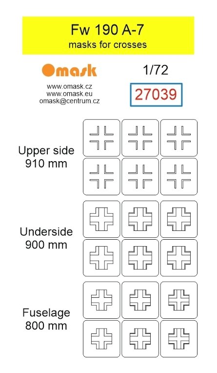Omask 27039 Fw 190 A-7 masks for crosses 1/72