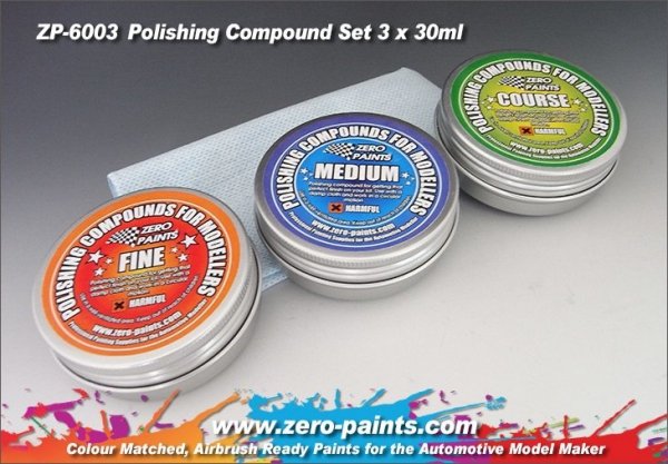 Zero Paints ZP-6003 Polishing Compound Set (3 Grades+Cloth)