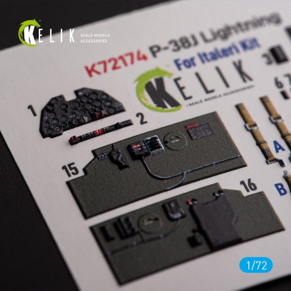 Kelik K72174 Р-38J "Lightning" - interior 3D decals for Italeri/Academy kit (1/72)