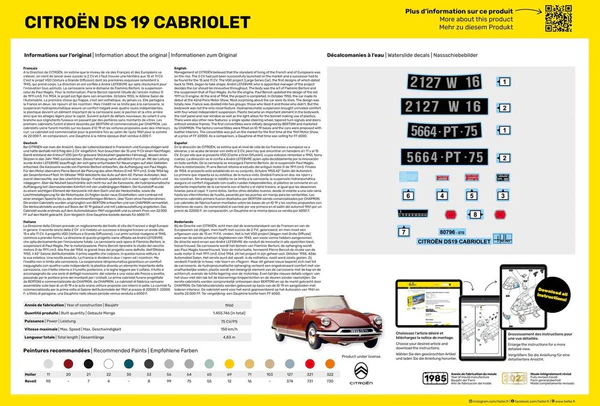 Heller 56796 STARTER KIT Citroën DS 19 Cabriolet 1/16