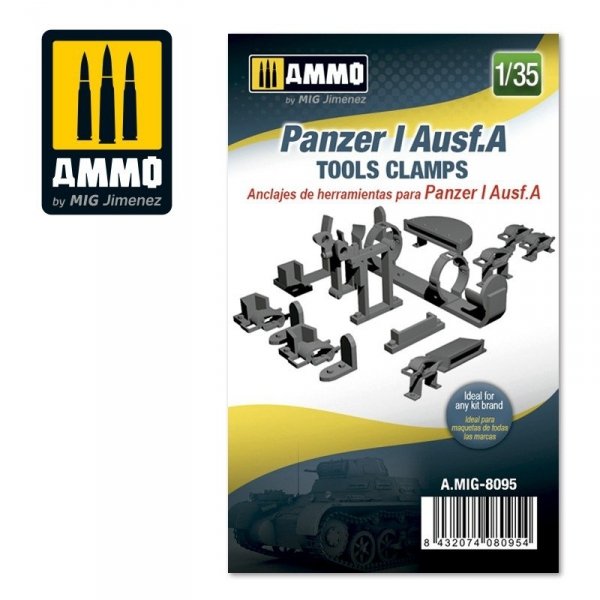 Ammo of Mig 8095 Panzer I Ausf.A Tools Clamps 1/35