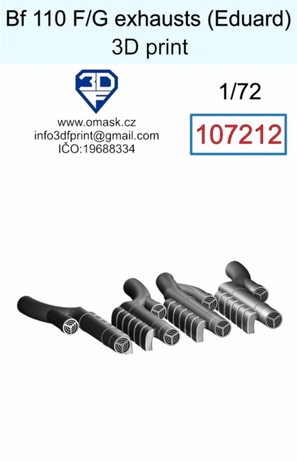 Omask 107212 Bf 110 F/G exhaust (Eduard) 3D print 1/72