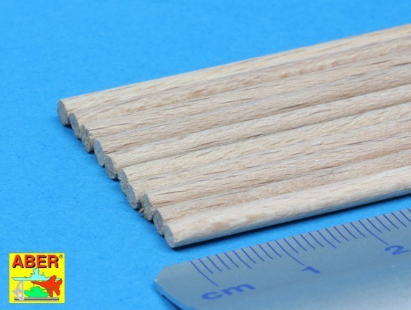 Aber WR3 Wood round rods 3,00 mm lenght 250 mm x 10 pcs.
