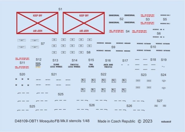 Eduard D48109 Mosquito FB Mk. II stencils TAMIYA 1/48