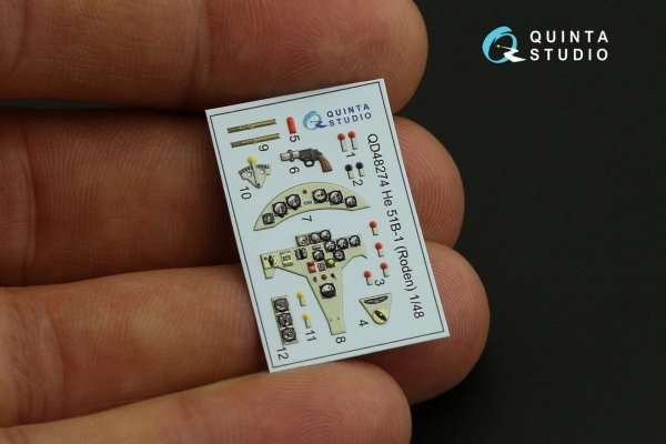 Quinta Studio QD48274 He 51B 3D-Printed &amp; coloured Interior on decal paper (Roden) 1/48