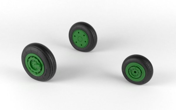 Armory Models AW48027 Mikoyan MiG-21 Fishbed wheels w/ weighted tires, early 1/48