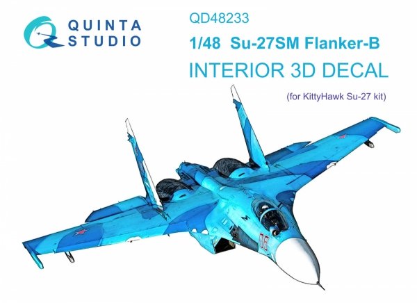 Quinta Studio QD48233 Su-27SM 3D-Printed &amp; coloured Interior on decal paper (KittyHawk) 1/48
