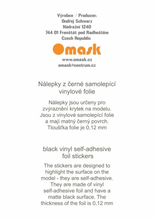 Omask 80096 Ovals 2-5mm (black Vinyl stickers)