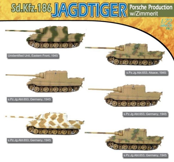 Dragon 7291 Jagdtiger, Porsche Version w/Zimmerit (1:72)