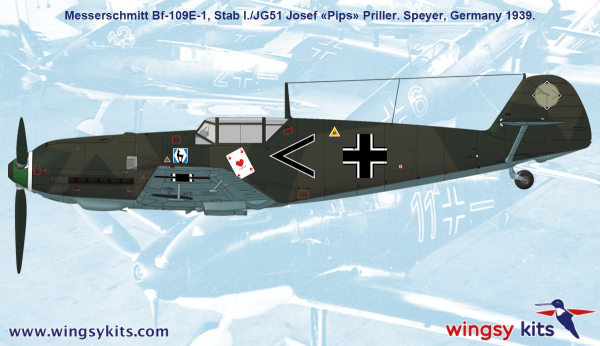 Wingsy Kits D5-07 German WWII Fighter MESSERSCHMITT Bf 109 E-1 1/48