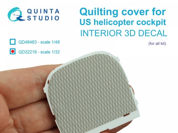 Quinta Studio QD32219 Quilting cover for US helicopter cockpit. 3D-Printed coloured Interior on decal paper (All kits) 1/32