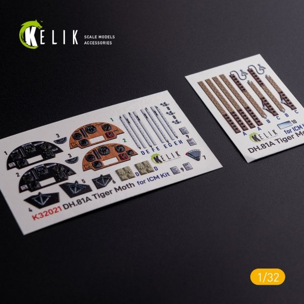KELIK K32021 DH.81A Tiger Moth - Interior 3D Decal for ICM kit