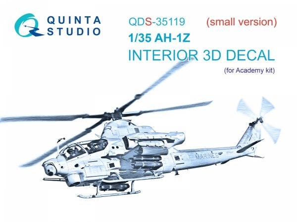 Quinta Studio QDS-35119 AH-1Z 3D-Printed coloured Interior on decal paper (Academy) (Small version) 1/35