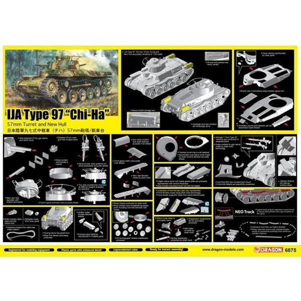 Dragon 6875 TYPE 97 &quot;CHI-HA&quot; 57mm w/NEW HULL 1/35