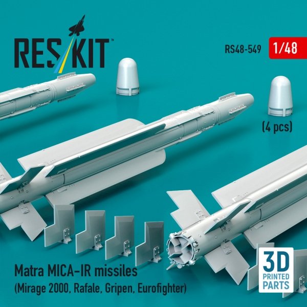 RESKIT RS48-0549 Matra MICA-IR missiles (4 pcs) (3D Printed) 1/48
