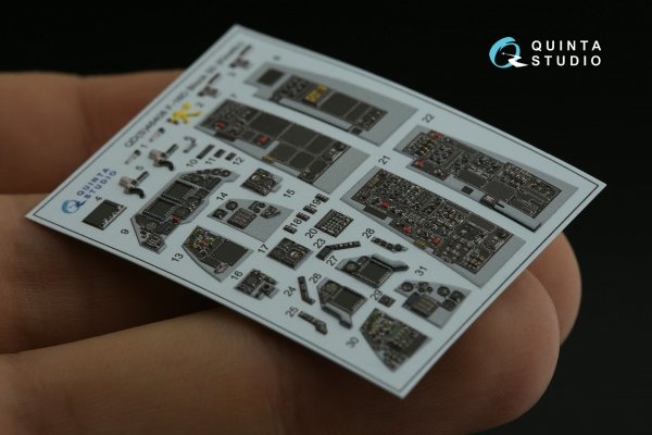 Quinta Studio QDS-48408 F-16D block 50 3D-Printed &amp; coloured Interior on decal paper (Kinetic 2022 tool) (small) 1/48
