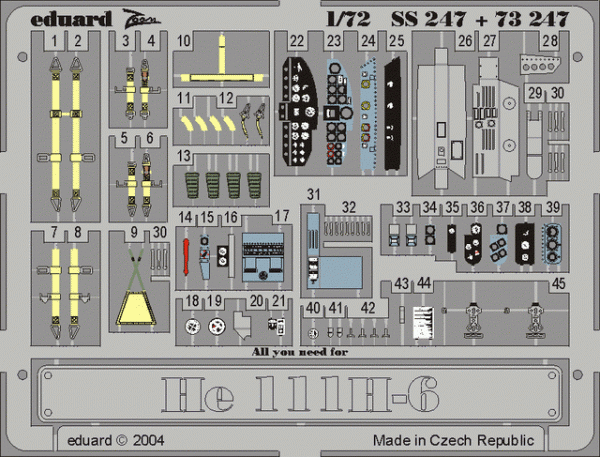 Eduard 73247 He 111H-6 interior 1/72 HASEGAWA