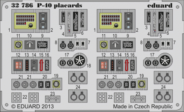 Eduard 32786 P-40 placards 1/32