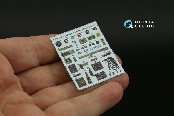 Quinta Studio QDS-48378 Bristol Blenheim Mk.I 3D-Printed &amp; coloured Interior on decal paper (Airfix) (Small version) 1/48