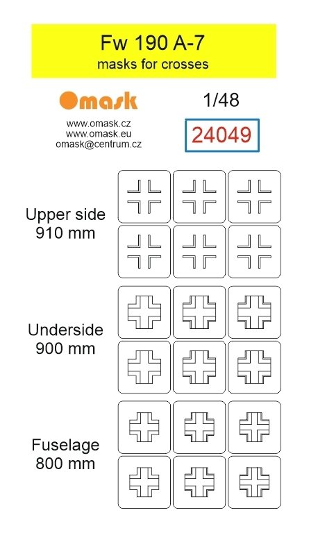 Omask 24049 Fw 190 A-7 masks for crosses 1/48