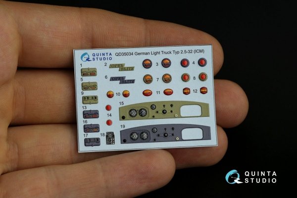 Quinta Studio QD35034 Opel Blitz 3D-Printed &amp; coloured Interior on decal paper (ICM) 1/35