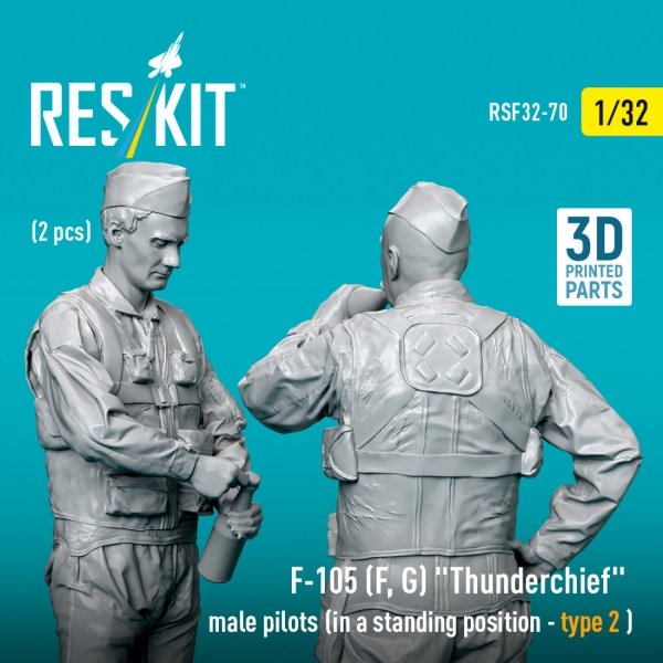RESKIT RSF32-0070 F-105 (F, G) &quot;Thunderchief&quot; male pilots (in a standing position - type 2) (2 pcs) (3D Printed) 1/32