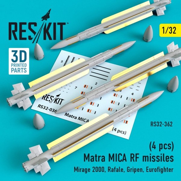 RESKIT RS32-0362 MATRA MICA RF MISSILES (4 PCS) 1/32