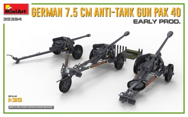 MiniArt 35394 GERMAN 7.5CM ANTI-TANK GUN PAK 40. EARLY PROD 1/35