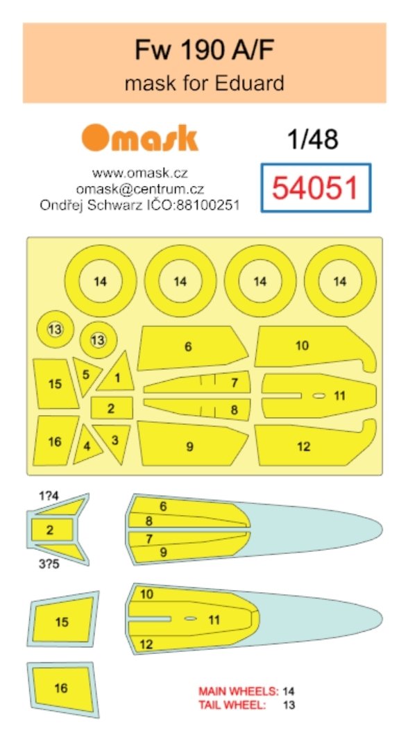 Omask 54051 Fw 190 A/F mask (for Eduard) 1/48