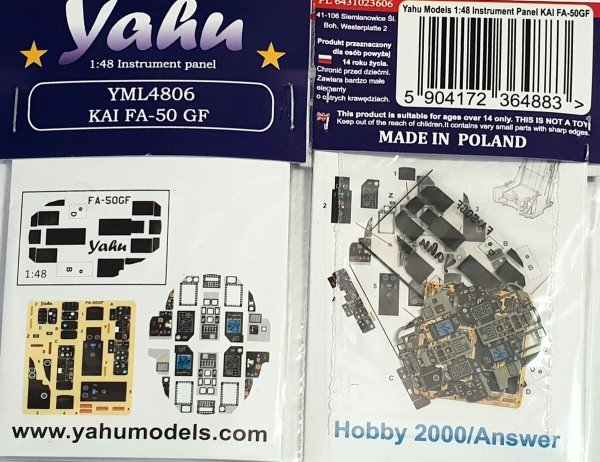 Yahu YML4806 KAI FA-50GF - Instrumet Panel (for Hobby 2000 and Answer Kits) 1/48