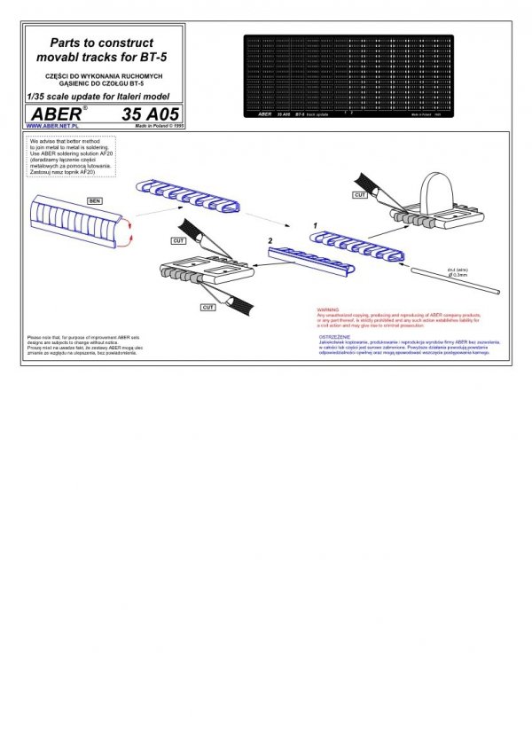 Aber 35A005 Łączniki do gąsienic do BT-5 (1:35)
