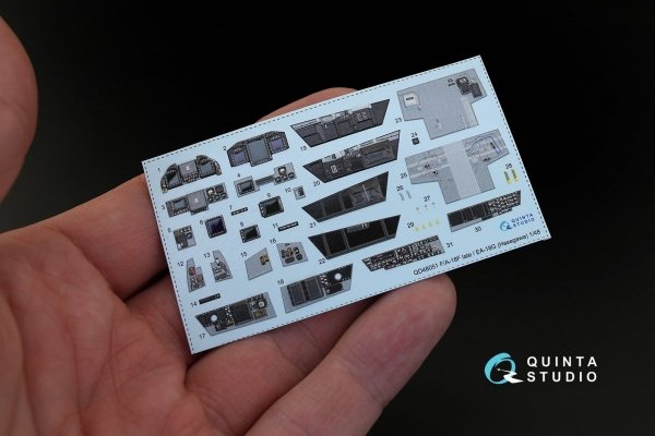 Quinta Studio QD48051 F/A-18F late / EA-18G 3D-Printed &amp; coloured Interior on decal paper (for Hasegawa kit) 1/48