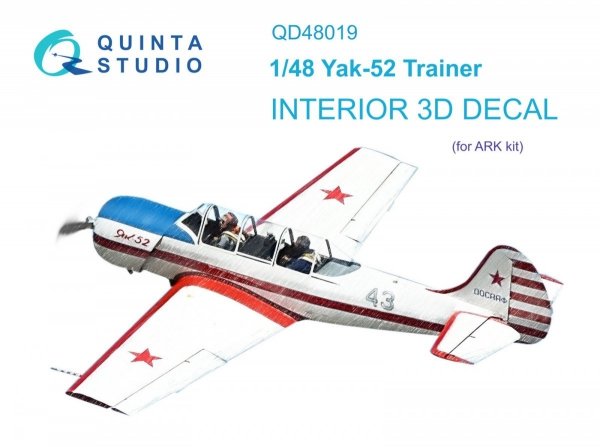 Quinta Studio QD48019 Yak-52 3D-Printed &amp; coloured Interior on decal paper (ARK) 1/48