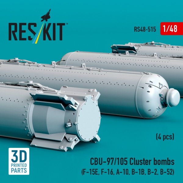 RESKIT RS48-0515 CBU-97/105 cluster bombs (4 pcs) (3D Printed) 1/48