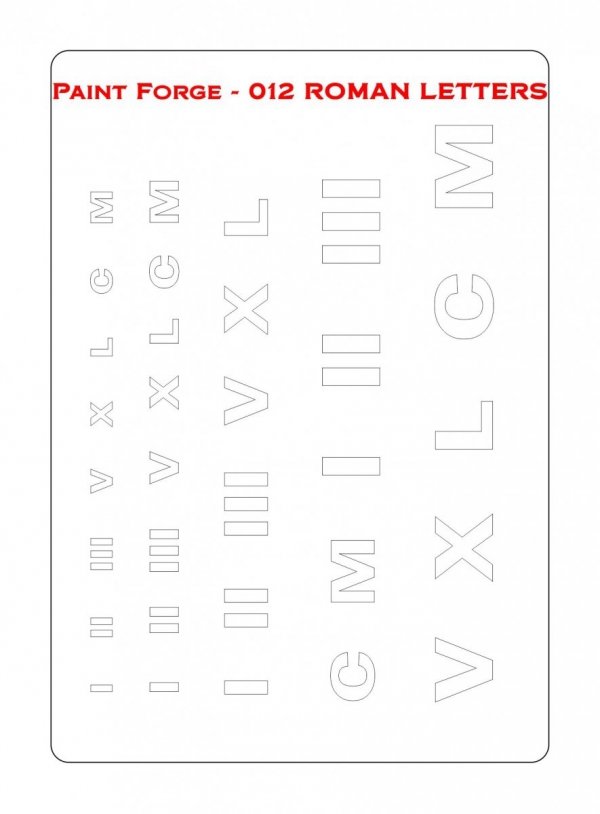 Paint Forge PFST012L STENCIL - ROMAN LETTERS