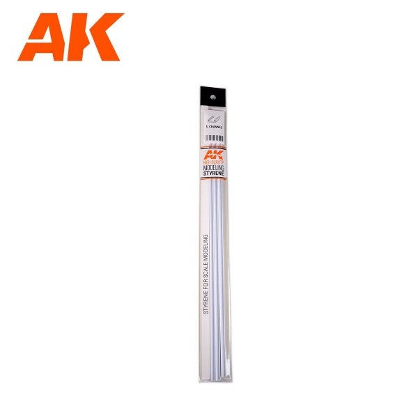 AK Interactive AK6556 U CHANNEL 4.0 WIDTH X 350MM – STYRENE U CHANNEL – (3 UNITS)
